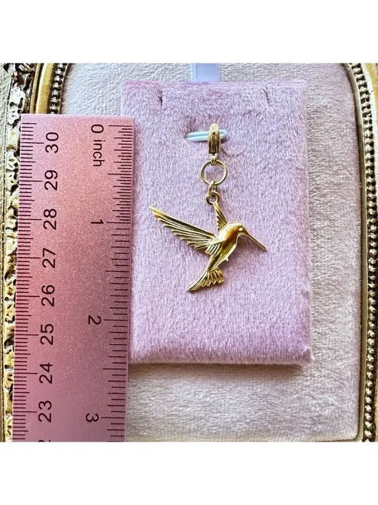 Hummingbird Charm 18K PVD Gold Stainless Steel Lobster Claw Clasp Waterproof - Picture 3 of 11